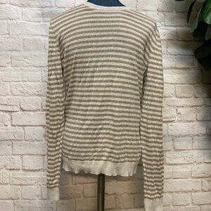 Men's Bloomingdale's Linen Blend Lightweight Sweater, Beige Stripe, Small